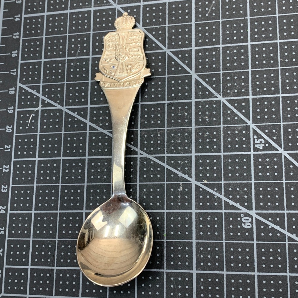 Vintage Danmark‎ Denmark Souvenir Spoon Crown Shield Crest